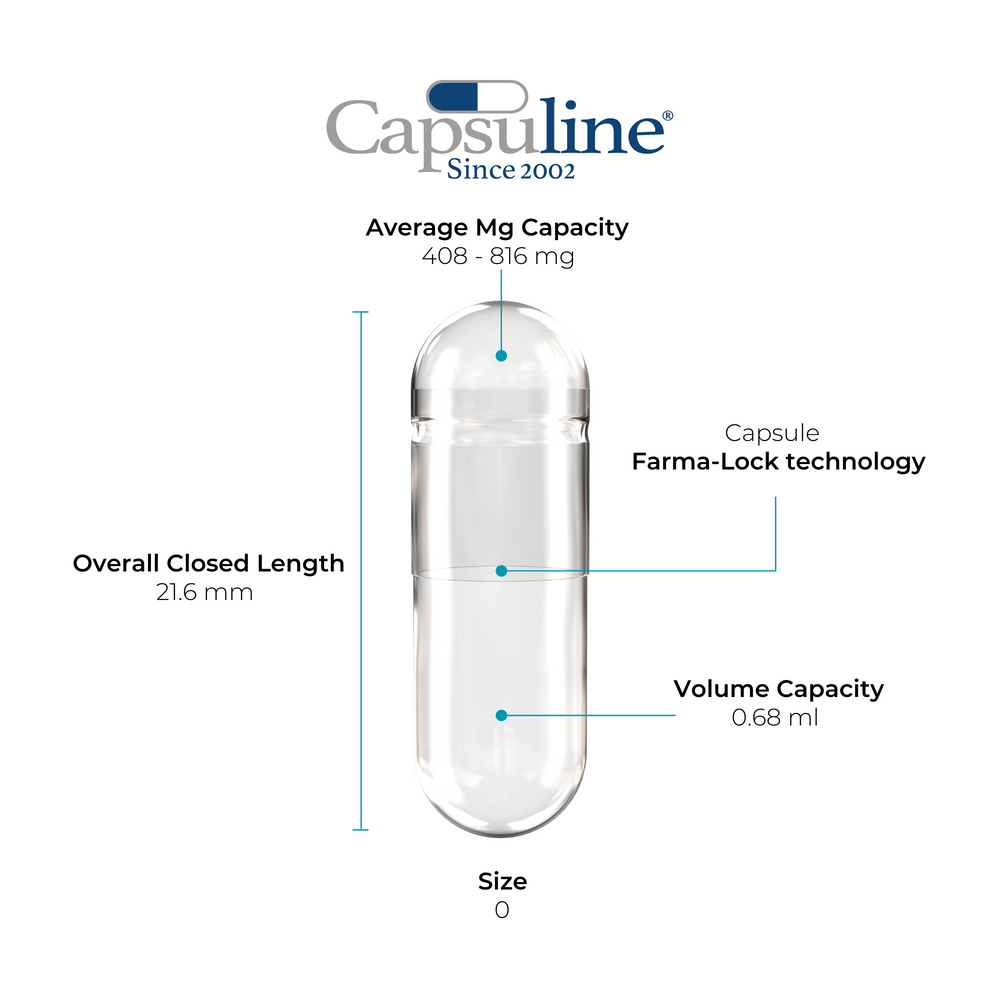 Clear Size 0 Empty Gelatin Capsules by Capsuline - 1000 Count - 1000