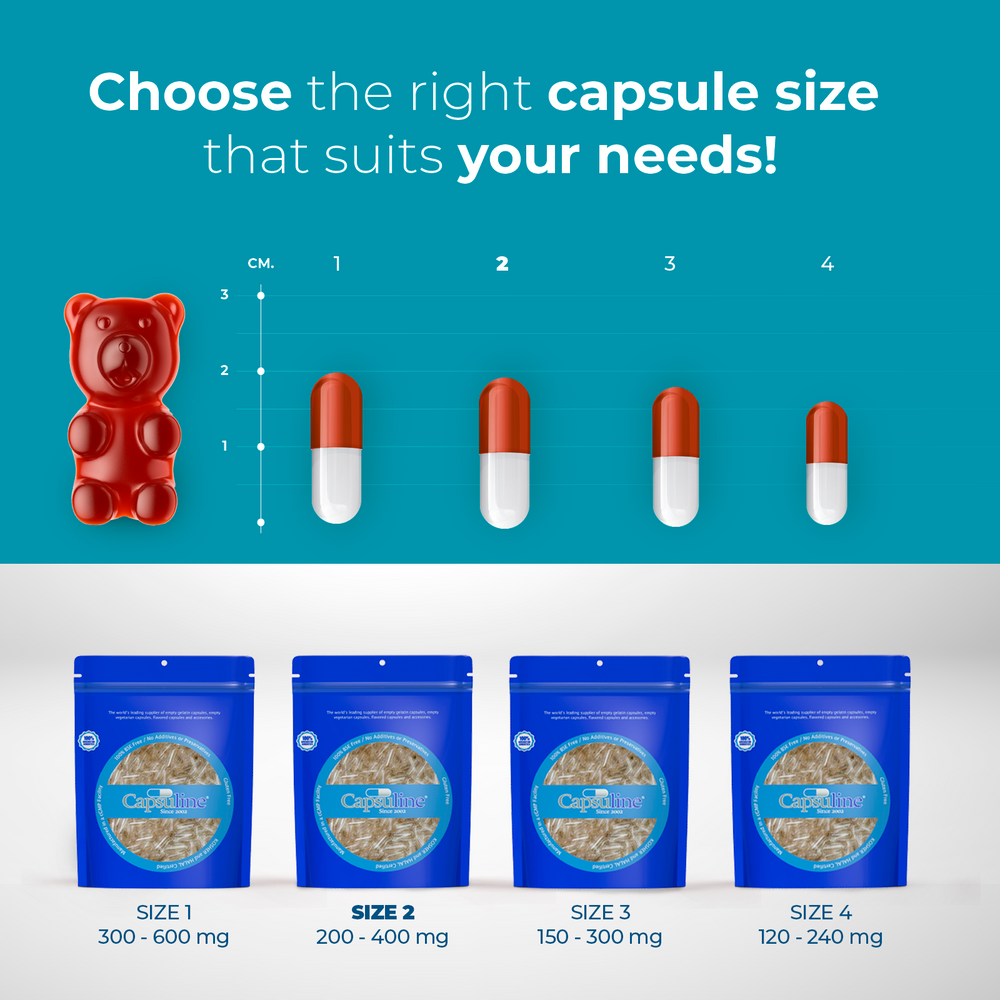 Clear Size 2 Empty Vegetarian Capsules by Capsuline
