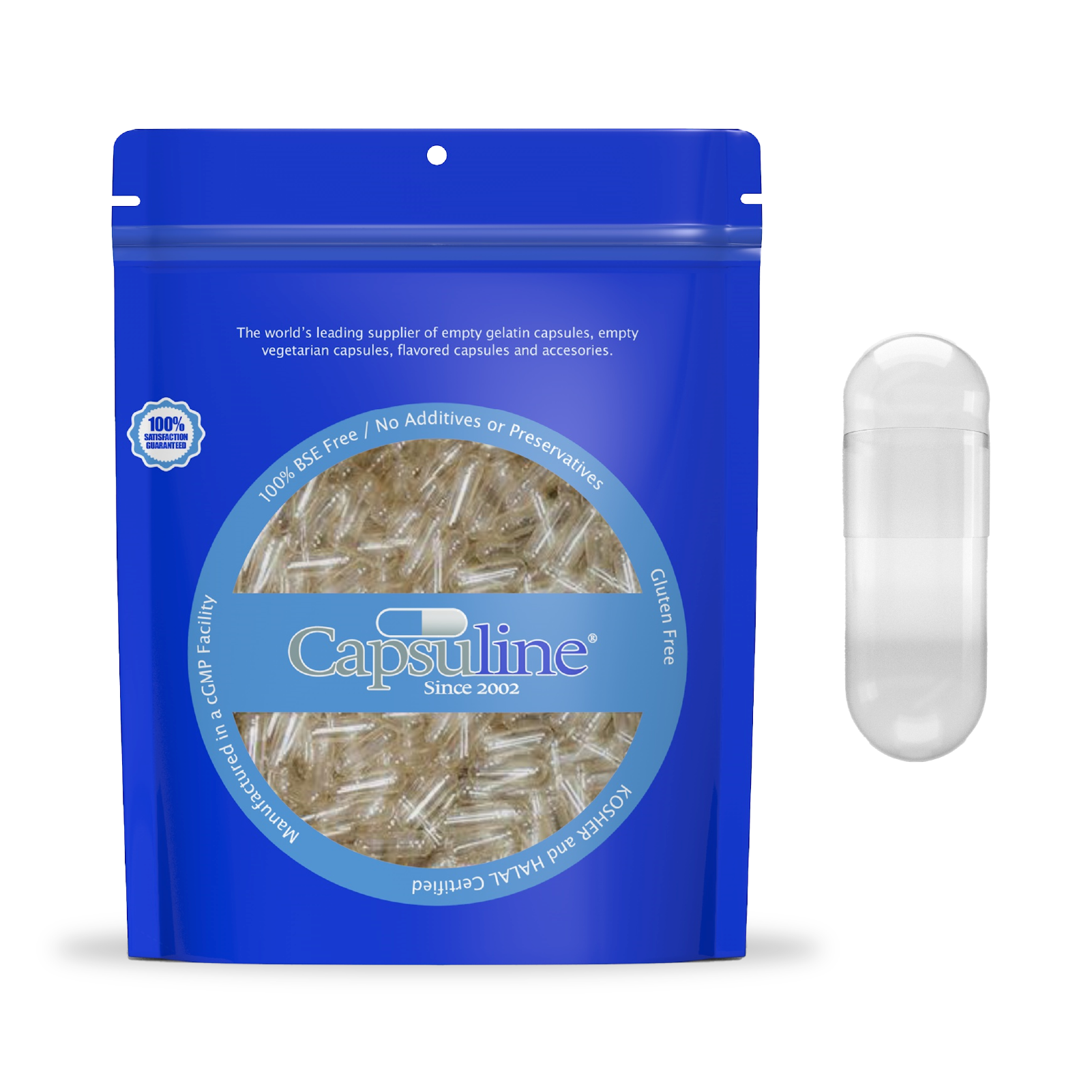 Clear Size 1 Empty Gelatin Capsules by Capsuline - 5000 Count - 5000
