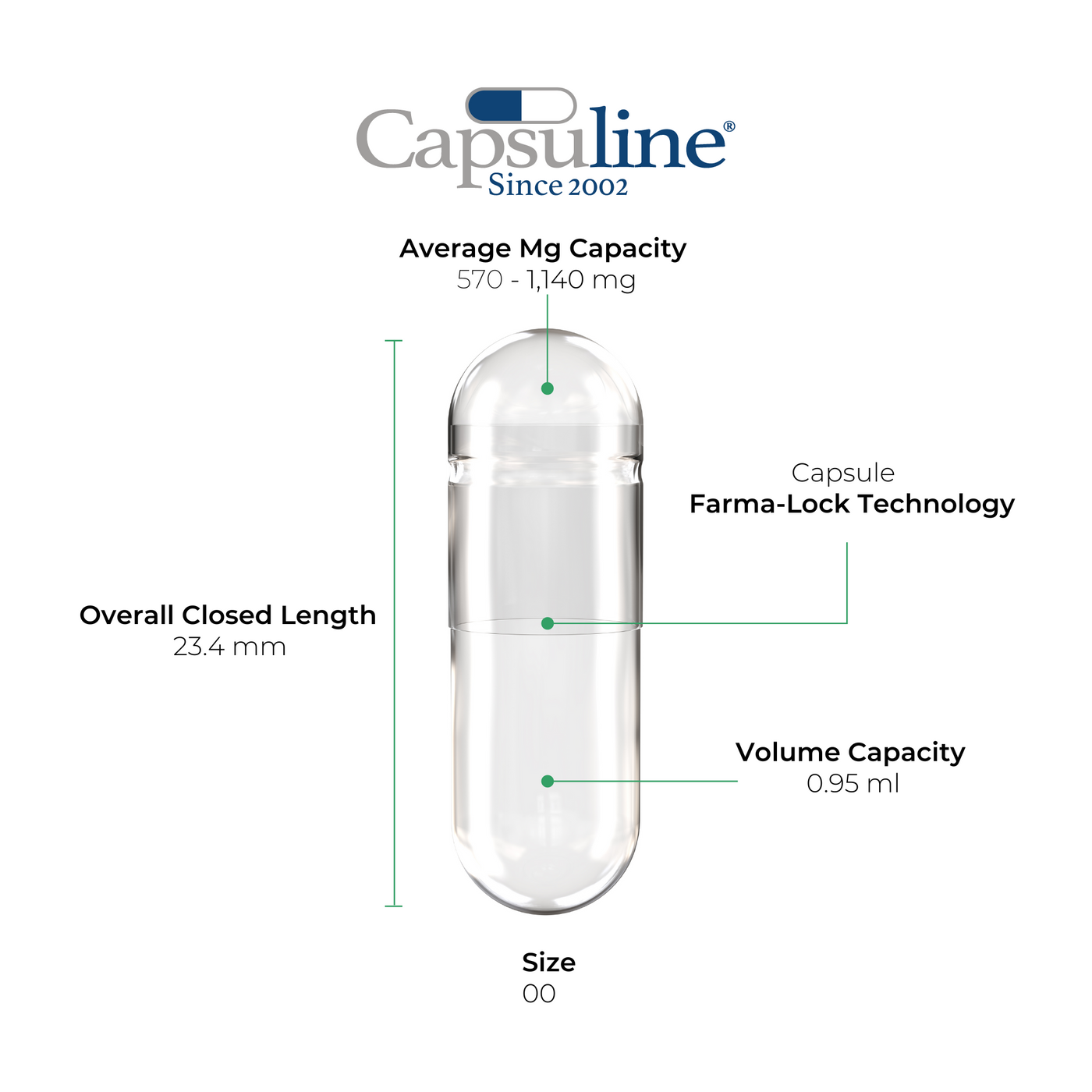 Capsuline Separated Size 00 Clear Vegetarian Empty Capsules 1000 Count - 1000 count - 1000