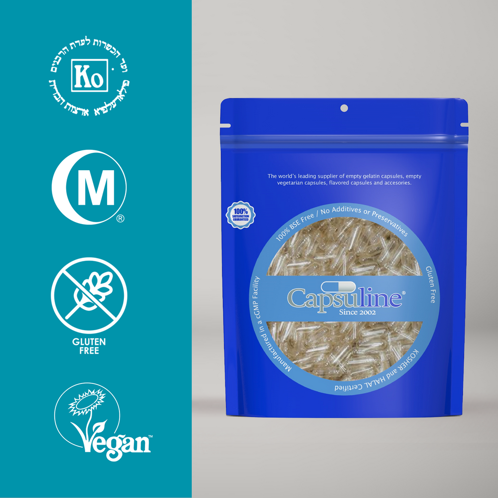 Clear Size 2 Empty Vegetarian Capsules by Capsuline